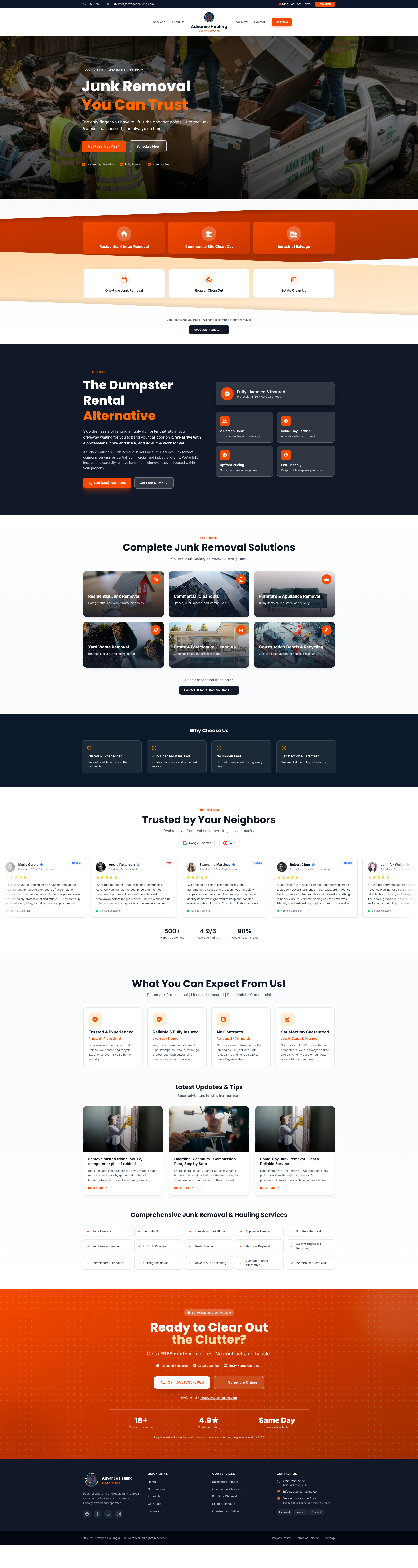 Advance Hauling and Junk Removal full page